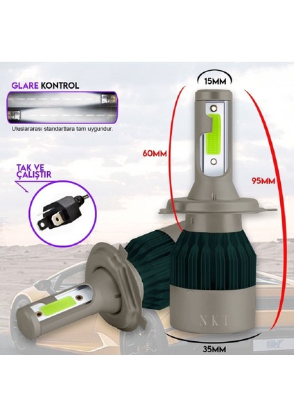 Ford Focus 2005-2010 H7 Kısa Far Xenon LED Şimşek Etkili Buz Mavi fırsatları