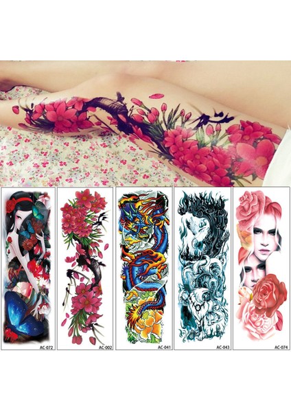 Büyük Büyük Tam Kol Geçici Dövme Etiket Güzellik Çıkartması Vücut Sanatı Çiçekler Unisex (Yurt Dışından) modelleri