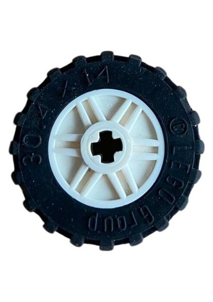 LEGO Technic Lastikli Tekerlek White Wheel 30.4 x 14 Vr With Black Tire 30.4 x 14 V Wedo