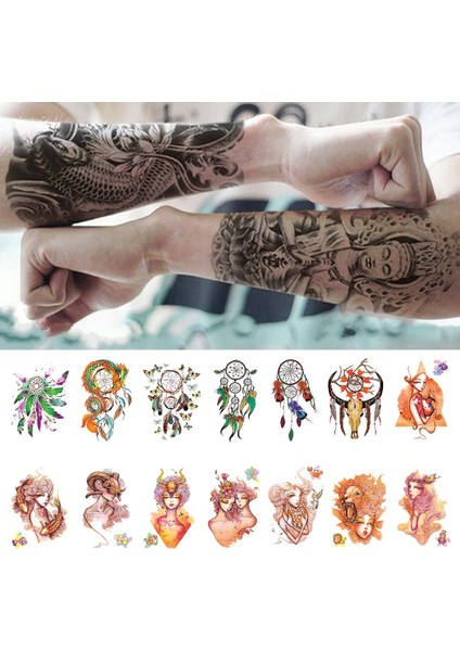 Kol Kol Dövme Geçici Dövme Su Geçirmez Etiket Dövme Vücut Sanatı Dövme - Çok Renkli A136 (Yurt Dışından) indirimleri