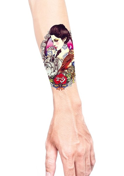 Kol Kol Dövme Su Geçirmez Geçici Dövme Etiket Dövme Vücut Sanatı Dövme Çok Renkli A001 (Yurt Dışından) indirimleri