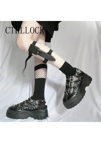 Ctrllock Grunge Bıçak Kılıfı Esnek Sapanlar Bacak Yüzükler Ayarlanabilir Toka Bacak Demeti Garters Streetwe... (Yurt Dışından)