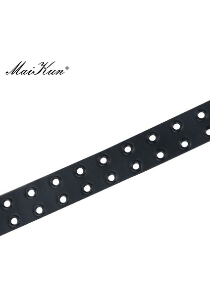 Maikun Cadılar Bayramı Yeni Bayanlar Siyah Pu Deri Çift Egzoz Hava Deliği Pin Toka Moda Trendi Kemer Punk Goth Tarzı (Yurt Dışından)