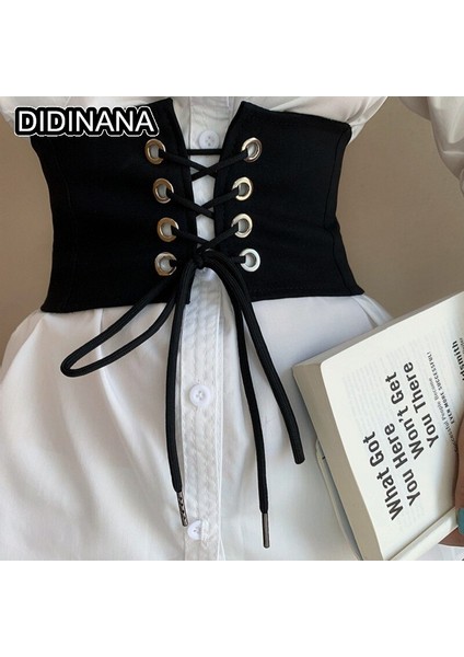 Gotik Punk Koyu Klittenband Vrouwelijke Taille Korse Riem Brede Pu Lederen Riemen Vrouwen Mode Afslanken Tailleband Verstelbare Jurk Gordel (Yurt Dışından)