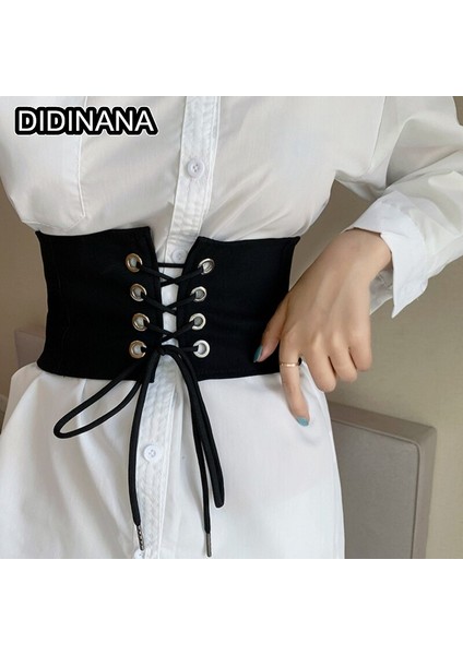 Gotik Punk Koyu Klittenband Vrouwelijke Taille Korse Riem Brede Pu Lederen Riemen Vrouwen Mode Afslanken Tailleband Verstelbare Jurk Gordel (Yurt Dışından)
