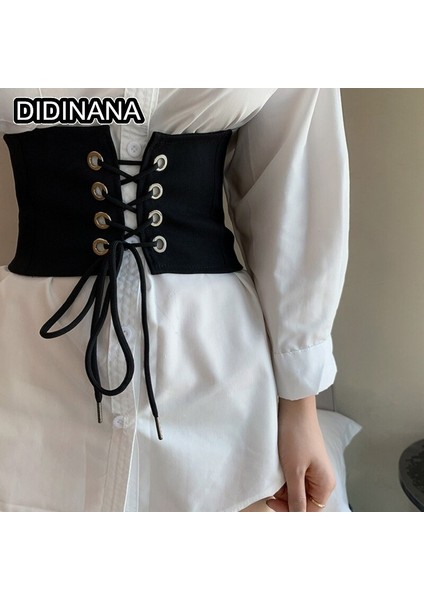 Gotik Punk Koyu Klittenband Vrouwelijke Taille Korse Riem Brede Pu Lederen Riemen Vrouwen Mode Afslanken Tailleband Verstelbare Jurk Gordel (Yurt Dışından)