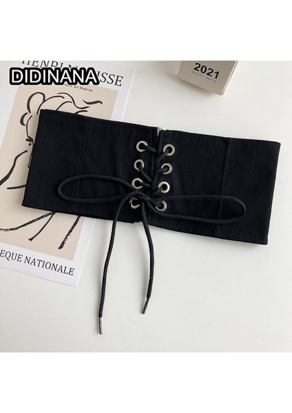 Gotik Punk Koyu Klittenband Vrouwelijke Taille Korse Riem Brede Pu Lederen Riemen Vrouwen Mode Afslanken Tailleband Verstelbare Jurk Gordel (Yurt Dışından)
