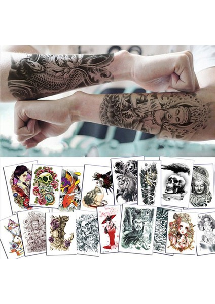 Kol Kol Dövme Geçici Dövme Su Geçirmez Etiket Dövme Vücut Sanatı Dövme - Çok Renkli A148 (Yurt Dışından) indirimleri