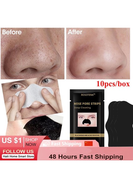 10 Adet Burun Siyah Nokta Remover Maske Derin Temizlik Gözenek Küçültmek Akne Tedavisi Maskesi Cilt Bakımı Burun Siyah Noktalar Gözenek Şeritleri Cilt Bakımı (Yurt Dışından)