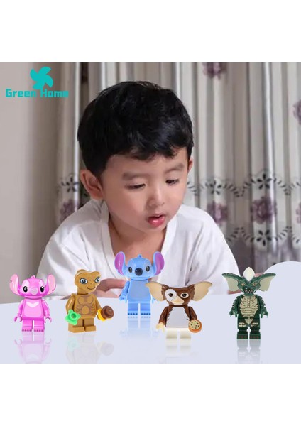 Yeşil Ev Montajlı Minifigure Lilo ve Stitch Stitch Mini Şekil Yapı Taşı Oyuncak (Yurt Dışından)