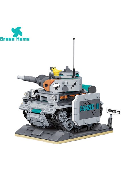 Yeşil Ev Tankı Yapı Taşları Askeri Serisi Sherman Tankı Yapı Taşı Plastik Bulmaca Oyuncak (Yurt Dışından)