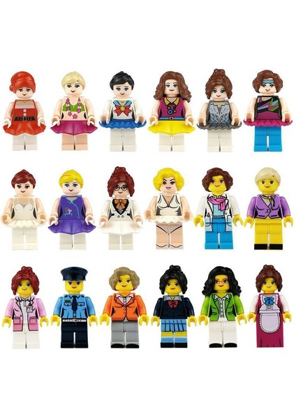 8 Adet/grup Kız Figürleri Blokları Eğitim Inşaat Yapı Tuğlaları Oyuncak Seti Çocuk Oyuncakları Için (Yurt Dışından)