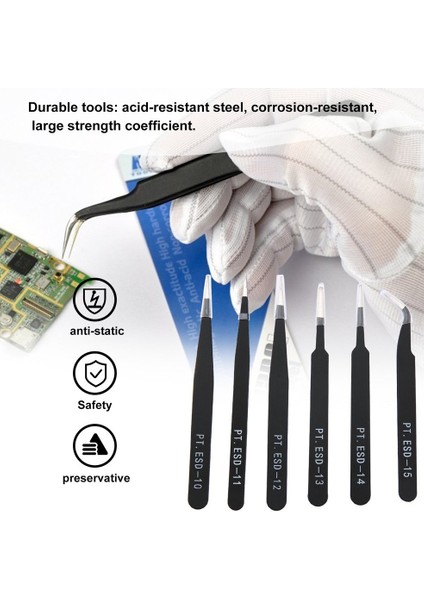Adet / Takım Elektronik Aletlerin Tamiri Için Korozyona Karşı Anti-Statik Cımbız Dirençli - Siyah (Yurt Dışından) fırsatları