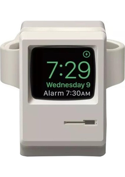 Betty Becky Retro Şarj Standı Apple Watch Silikon Şarj Braketi Apple Watch Gri Beyaz (Yurt Dışından)