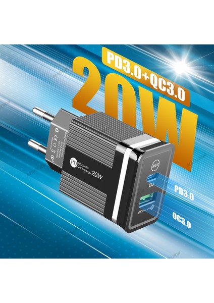 Maerknon USB C Şarj Cihazı 20W Hızlı Şarj Qc 3.0 Hızlı Telefon Duvar Şarj Cihazı C Tipi Pd Güç Adaptörü Samsung Xiaomi iPhone 14 13 (Yurt Dışından)