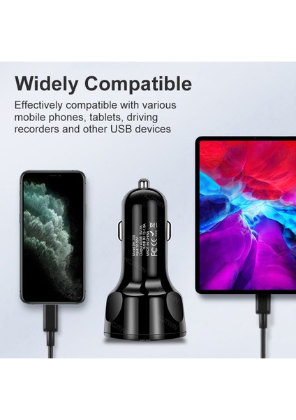 3A 4usb Qc3.0 Araç Şarj Cihazı 4 In 1 LED Işık Ekran Hızlı Şarj Cep Telefonu Araç Şarj Cihazı (Yurt Dışından) fiyatları