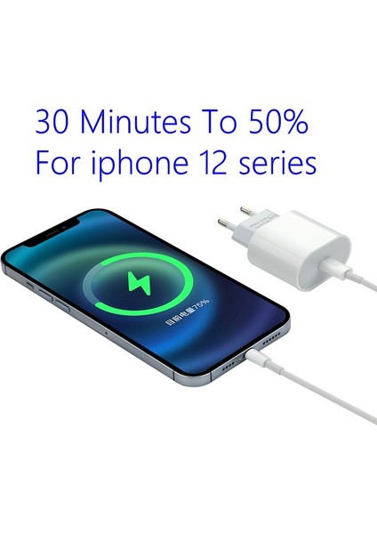 20W Hızlı Şarj Pd USB C Şarj Cihazı Apple iPhone 13 Pro 12 11 8 7 ipad Ab Güç Adaptörü Abd Tak Pd Şarj Tipi C Bağlantı Noktası Kablosu (Yurt Dışından) modelleri