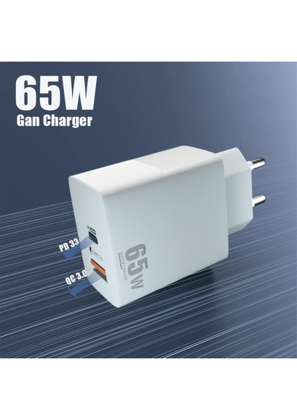 65W USB C Gan Şarj Cihazı Pd 33W Taşınabilir Çift Bağlantı Noktalı Hızlı Şarj Adaptörü Macbook iPhone 13 Pro Max 12 11 iPad Samsung Xiaomi Için (Yurt Dışından)