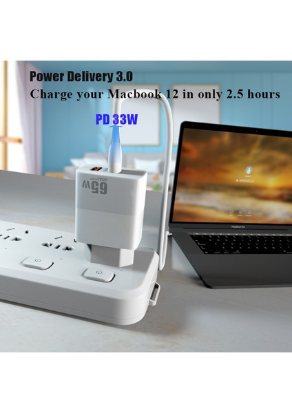 65W USB C Gan Şarj Cihazı Pd 33W Taşınabilir Çift Bağlantı Noktalı Hızlı Şarj Adaptörü Macbook iPhone 13 Pro Max 12 11 iPad Samsung Xiaomi Için (Yurt Dışından) fırsatları