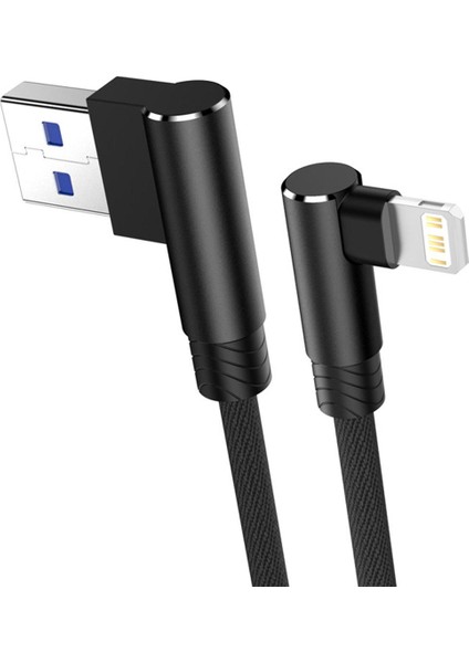 90 Derece Hızlı Şarj USB Şarj Aleti Kablosu iPhone 11 12 Pro x Xr Xs Max 6 7 8 Artı Se 2 iPad Kökenli Veri Kablosu Uzun Tel 2m 3m (Yurt Dışından)