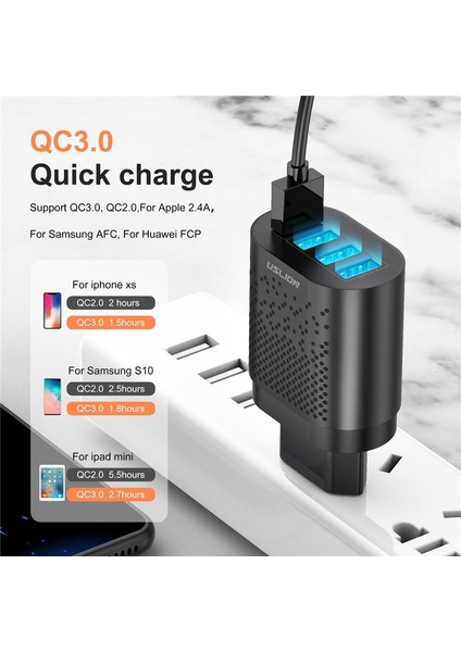 Uslıon Ab/abd Plug USB Şarj Cihazı 3A Hızlı Şarj 3.0 Cep Telefonu Şarj Cihazı iPhone 11 Samsung Xiaomi 4 Port 48W Hızlı Duvar Şarj Cihazları (Yurt Dışından) modelleri
