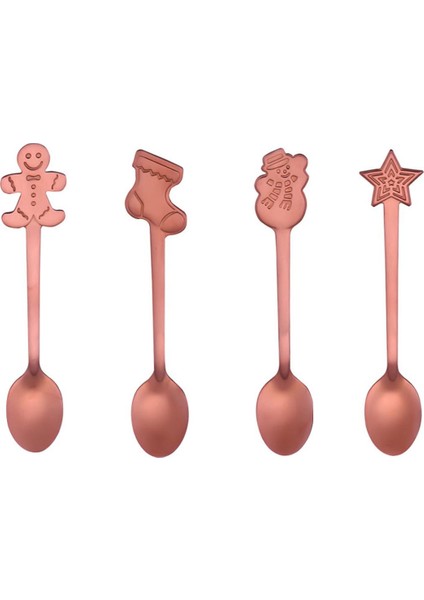 Adet Noel Paslanmaz Çelik Kahve Çay Karıştırma Kaşıkları Tatlı Aperatifler Sofra (Yurt Dışından)