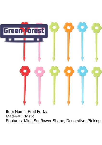 Yeşil Orman Meyve Çatalları Çiçek Tasarımı Ayçiçeği Şekli Tatlı Kürdan Bento Aksesuarları (Yurt Dışından) modelleri