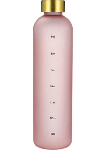 Plastik Uzay Bardağı Büyük Kapasiteli Şeffaf Buzlu Su Bardağı Bakır Kapaklı Su Şişesi Zaman Işaretleyici ile 1000 ml (Yurt Dışından) fiyatları