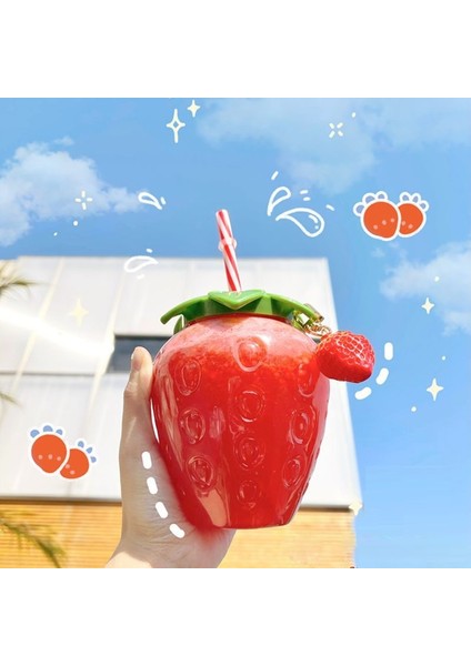 500 ml Yaz Sevimli Çilek Saman Su Şişesi Karikatür Gıda Sınıfı Pp Geniş Uygulama Ev Drinkware Için Süt Kahve Saman Bardağı Profesyonel Tasarım (Yurt Dışından) modelleri