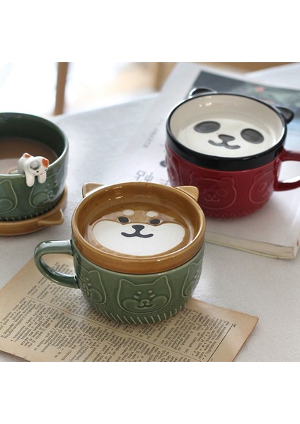 Japon Sevimli Kupa Yaratıcı Seramik Shiba Inu Panda Kahve Fincanı (Kırmızı) (Yurt Dışından) fiyatları