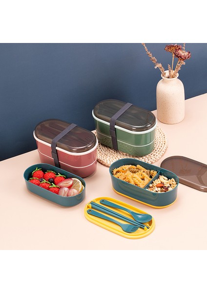 Öğle Yemeği Kabı Çift Katmanlı Taşınabilir Yapışmaz Bento Yemek Öğle Yemeği Kutusu (Yurt Dışından) fırsatları