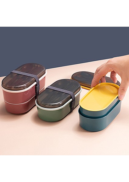 Öğle Yemeği Kabı Çift Katmanlı Taşınabilir Yapışmaz Bento Yemek Öğle Yemeği Kutusu (Yurt Dışından) indirimleri