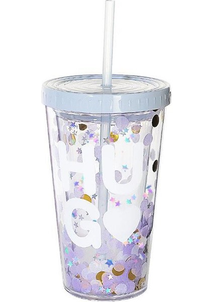 Su Şişesi Çevre Dostu Ingilizce Mektup Desen Plastik Payetler Seyahat Için Içme Suyu Saman Bardağı (Yurt Dışından)
