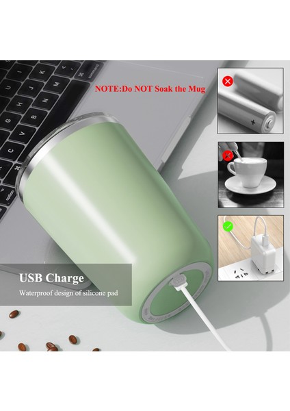 Le 350 ml Taşınabilir Seyahat Kahve Fincanı 304 Paslanmaz Çelik Elektrikli Karıştırma Kupa Kahve Tozu Süt Çay (Yurt Dışından)