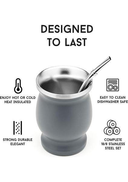 Çift Duvar Paslanmaz Yerba Mate Kabak Çay Bardağı Seti Kahve Su Bardağı 1 Bombillas Payet Kaşık ve Temiz Fırça (Yurt Dışından)