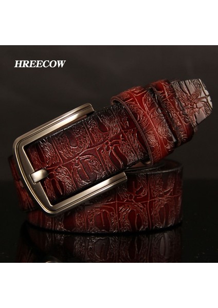 Hreecow Tasarımcı Kemerler Erkekler Yüksek Kaliteli Erkek Kemer Hakiki Deri Kayış Lüks Ünlü Marka Timsah Toka Ceinture Homme (Yurt Dışından)
