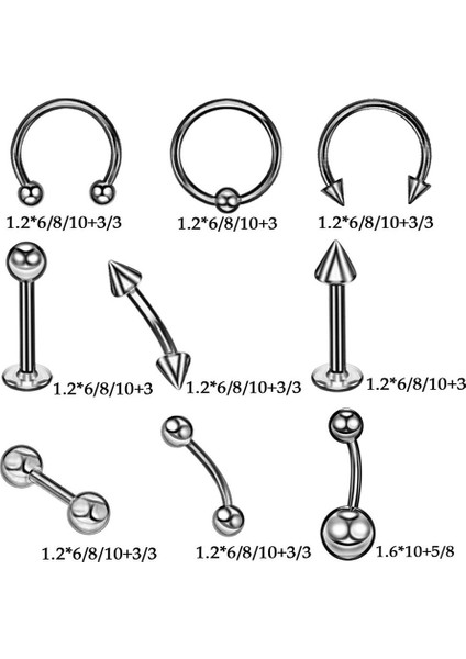 Dövme Delme Alet Seti 42 Parça Dudak Delme Kaş Küpe Göbek Halkası Tüm Vücut Delme Seti (Yurt Dışından)