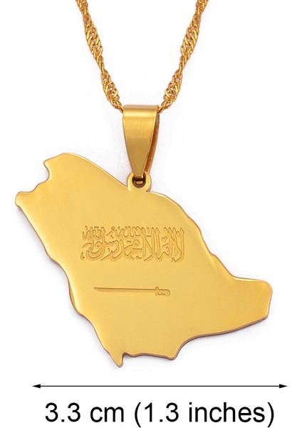 Anniyo Suudi Arabistan Harita Bayrağı Charm Kolye Kolye Gümüş Renk/altın Rengi Suudi Arabistan Krallığı Takı Kadın Kızlar #001321 (Yurt Dışından)
