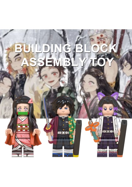 Yapı Taşı Pürüzsüz Kenar Nezuko Tanjirou Anime Yapı Oyuncakları (Yurt Dışından)