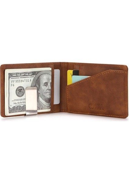 Cuıkca Erkek Cüzdan Para Klipsli Ön Cep Cüzdan Ince Bifold Cüzdan Metal Kart Durumda Klip Erkekler (Yurt Dışından) fırsatları