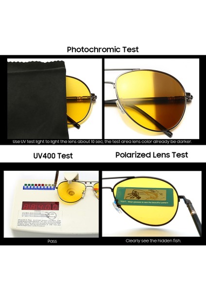 Vıvıbee Renk Değişimi Güneş Gözlüğü Erkek Pilot Sürüş Fotokromik Sarı Polarize Kadın Güneş Gözlüğü Havacılık Gündüz ve Gece Görüş (Yurt Dışından) fırsatları
