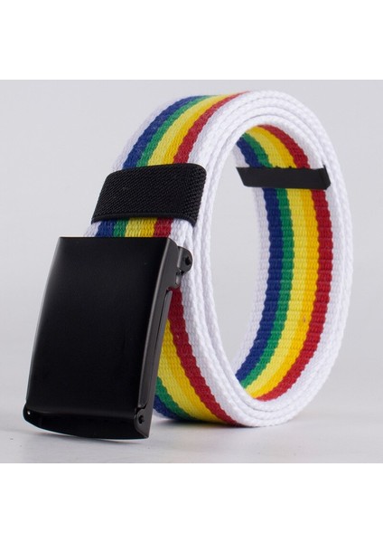 100-140 cm Moda Kanvas Erkek Kadın Bel Kemeri Lüks Metal Tokalı Kemer En Kaliteli Unisex Gökkuşağı Kemer Kot Aksesuarı (Yurt Dışından) indirimleri