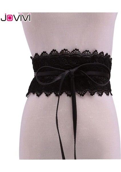 Jovivi 1 Adet Kunstleer Boog-Knoop Elastische Taille Riemen Vrouwen Kant Brede Riemen Buikband Dames Trouwjurk Tailleband 4 Kleuren (Yurt Dışından)