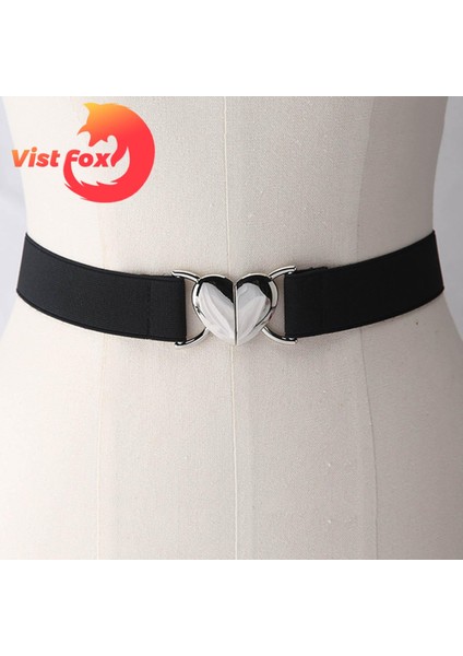 Vist Fox Moda Kemer Pürüzsüz Kenar Kadın Aşk Tokası Esnek Kemer Kayışı (Yurt Dışından)