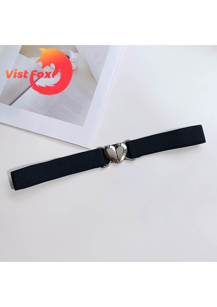 Vist Fox Moda Kemer Pürüzsüz Kenar Kadın Aşk Tokası Esnek Kemer Kayışı (Yurt Dışından)