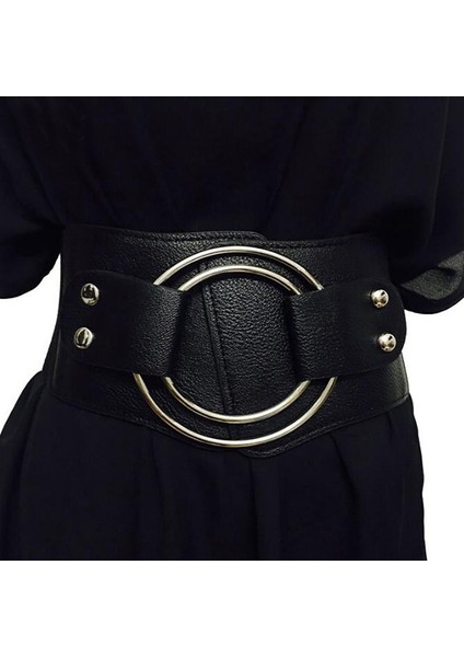 Bayan Retro Geniş Bel Kemerleri Esnek Elastik Korse Kemer Içi Boş Metal Büyük O-Ring Kadın Kemeri Elbise Ceket (Yurt Dışından) fırsatları