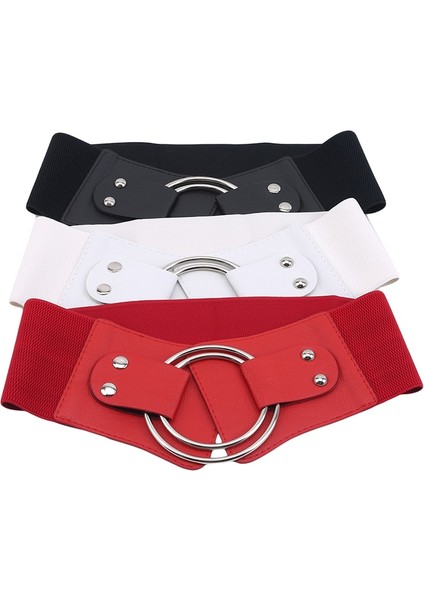 Bayan Retro Geniş Bel Kemerleri Esnek Elastik Korse Kemer Içi Boş Metal Büyük O-Ring Kadın Kemeri Elbise Ceket (Yurt Dışından) indirimleri