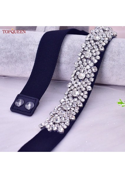 Topqueen S28B-D Elbise Palto Giyim Aksesuarları Siyah Elastik Kemer ile Kadınlar Için Lüks Inciler Parti Akşam Etekler (Yurt Dışından) indirimleri