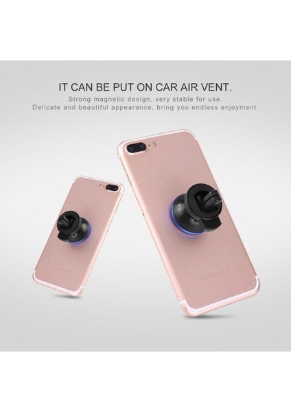 Evrensel Telefon Tutucu Standı 360 Derece Döndürme Manyetik Hava Firar Dağı Siyah ve Gümüş (Yurt Dışından)