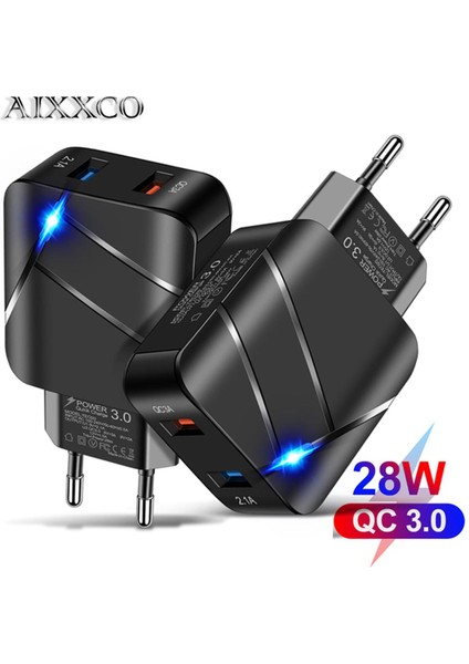 Aıxxco USB LED Hızlı Şarj Pd 28W USB Şarj Aleti Qc3.0 2A Hızlı Duvar Şarj Cihazı Cep Telefonu Şarj Cihazı Samsung Xiaomi iPhone 12 Için (Yurt Dışından)